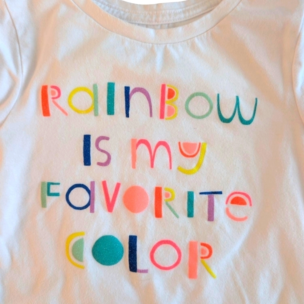 Cat & Jack White Long Sleeve Tee Rainbow Design Cotton Size 5T - Picture 2 of 6